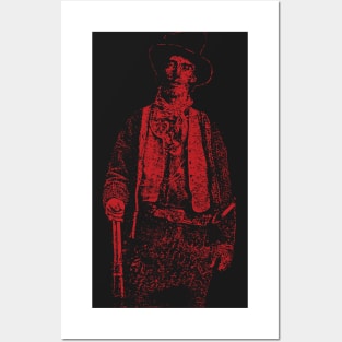 Billy the Kid Grunge Pop Distressed Style Billy the Kid Western Outlaw Red Version Posters and Art